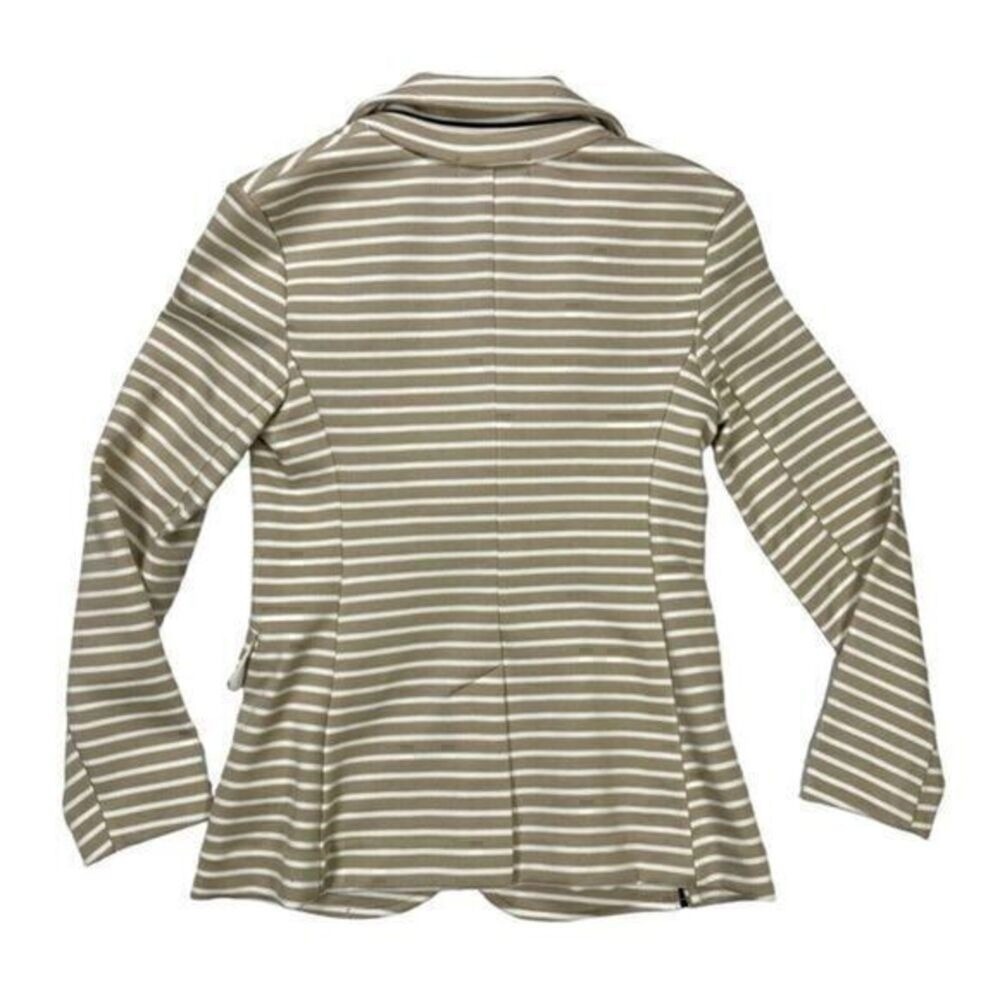 Banana Republic Striped Double Breasted Knit Blazer Women XXS Tan White Chic NWT - Picture 7 of 16